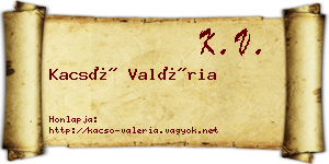 Kacsó Valéria névjegykártya